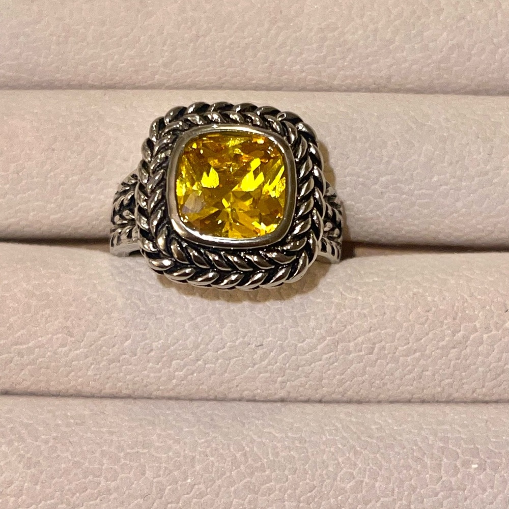 Designer Inspired Citron/Topaz November Birthstone Ring size 9.5-10